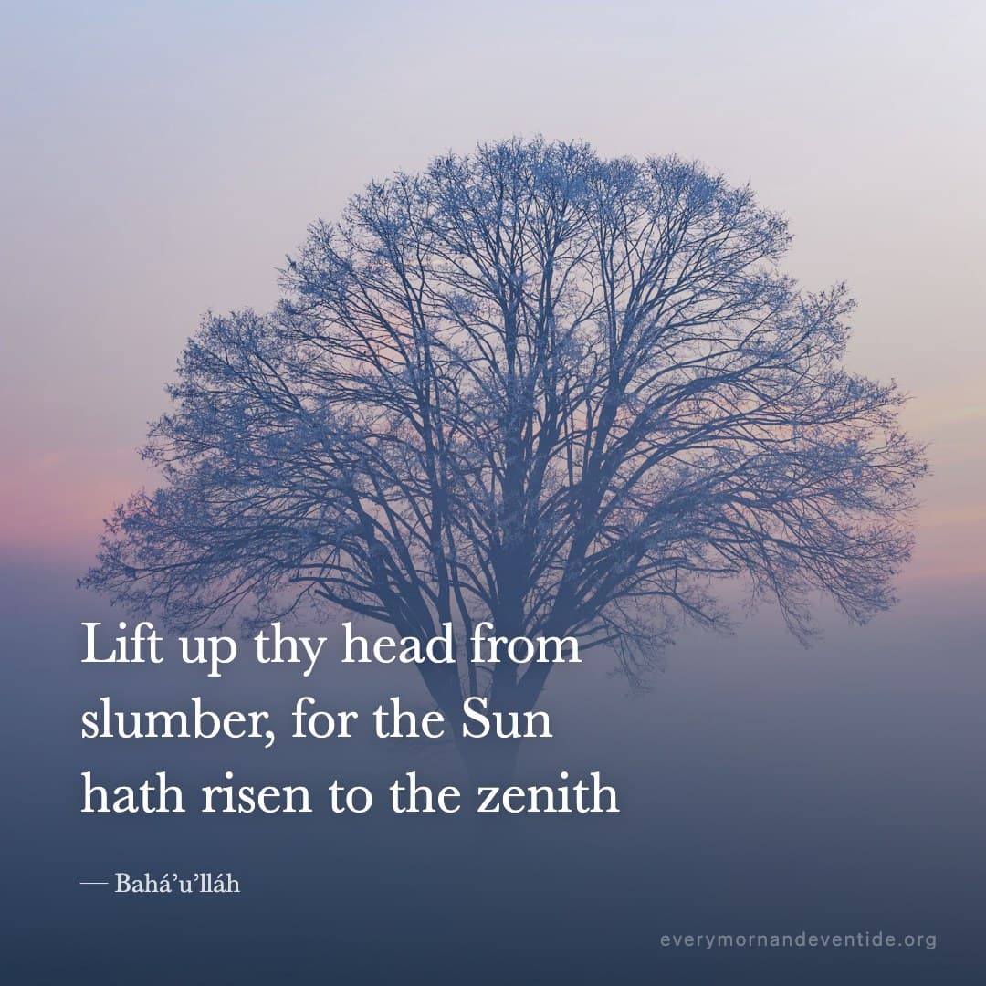 Lift up thy head from slumber, for the Sun hath risen to the zenith — Bahá’u’lláh