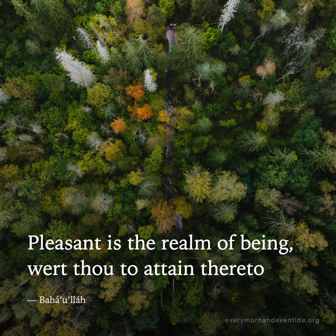 Pleasant is the realm of being, wert thou to attain thereto — Bahá’u’lláh
